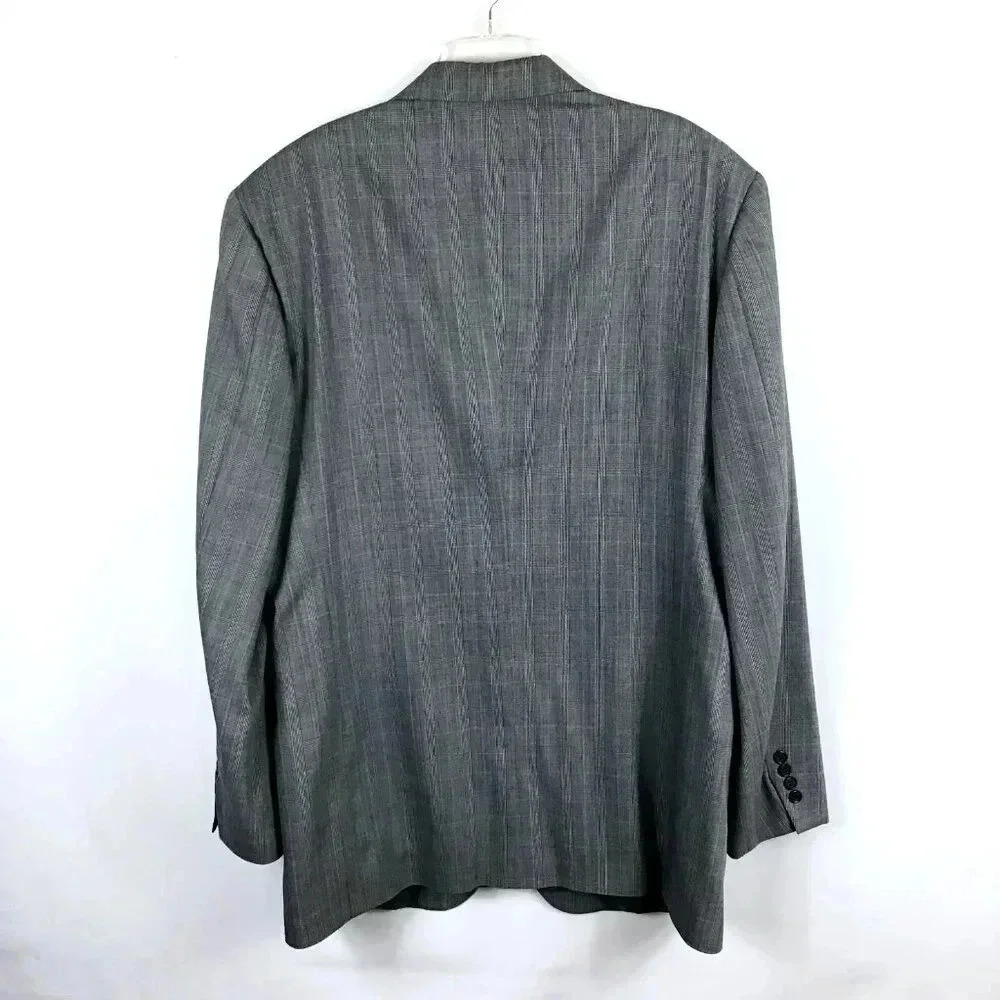Vintage Men's Palm Beach Suit Jacket Blazer 44L Gray Houndstooth Wool Union Made - Picture 2 of 11